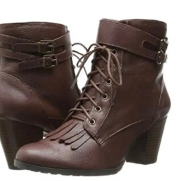 Bella Vita Kody Leather Boots Victorian Tassel Buckle Ankle Booties Cognac Brown - Picture 12 of 13